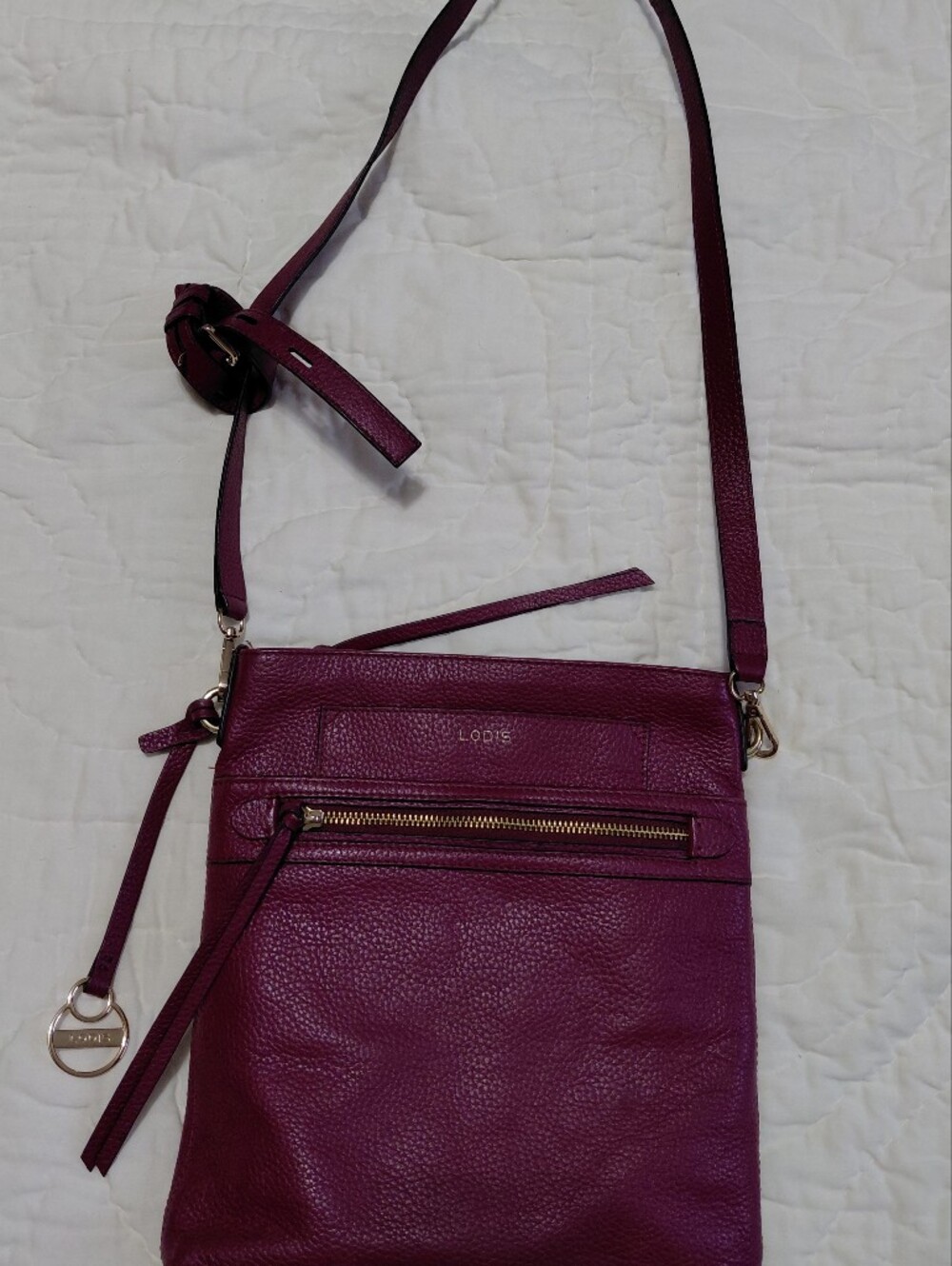 Lodis Pebbled Leather Crossbody Bag - Plum